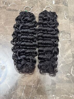 18” Deep Wave Feather Crochet Human Hair Knotless Invisible 100 Strands